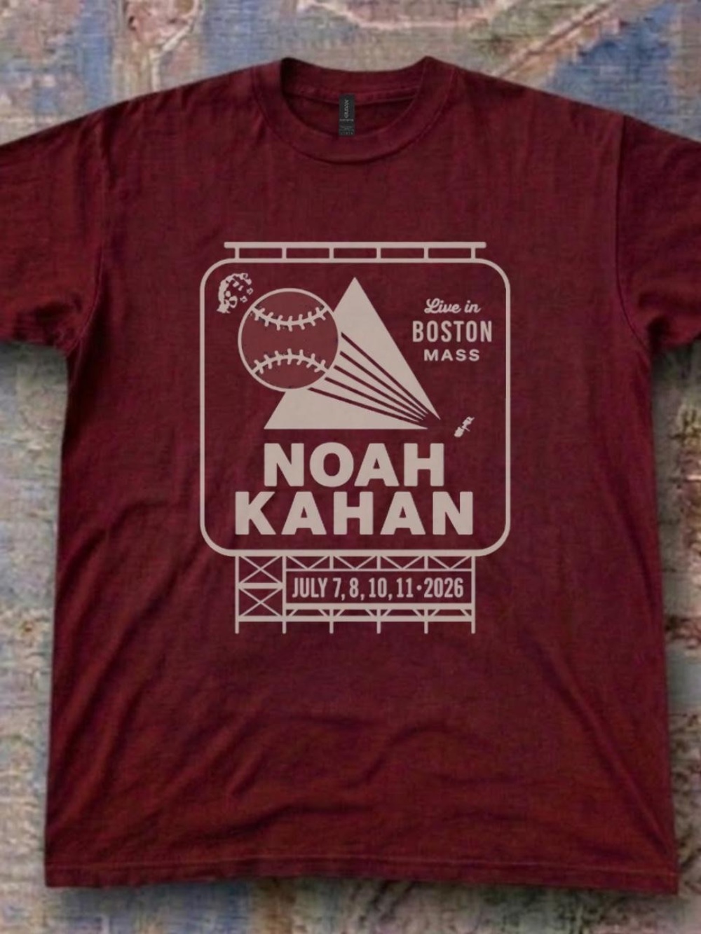 Gildan Maroon Noah Kahan Boston Graphic Tee
